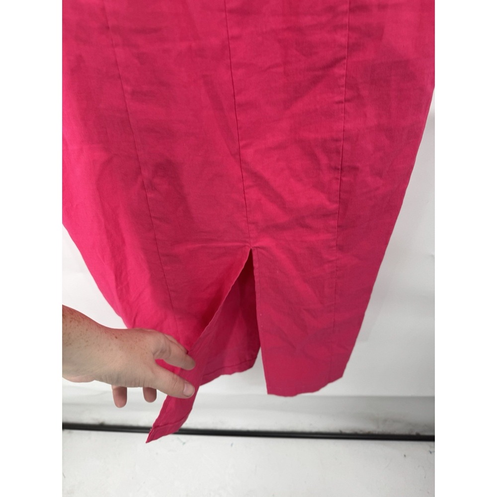 Anthropologie Pink linen One-Shoulder Ruffle column Midi Dress M 6 8 10 - Picture 11 of 13